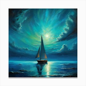 Sailboat At Night Canvas Print