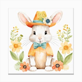 Floral Baby Rabbit Nursery Illustration (30) Canvas Print