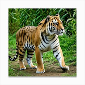 Tiger Feline Carnivore Predator Wild Stripes Roar Majestic Big Cat Wildlife Jungle Powerf (2) Canvas Print