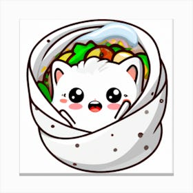 Kawaii Cat Burrito Canvas Print