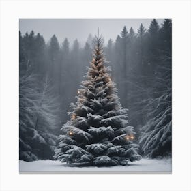 Christmas Tree In The Snow 10 Canvas Print