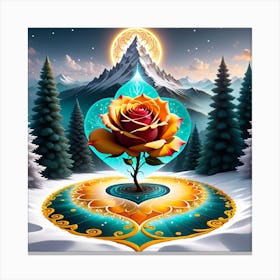 Rose In The Snow Canvas Print