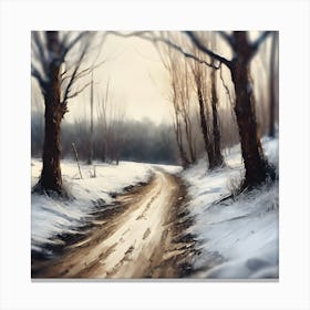 Country Track, The End of a Bleak Winter's Day Canvas Print