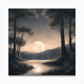 Full Moon In The Forest Canvas Print