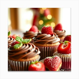 Asm Christmas Dessert With Chocolate And Strawberry Li 97e9cd8b 716c 4f5e B706 98ffd8883c7a Canvas Print