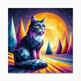 Mallow Low Poly Cat Canvas Print