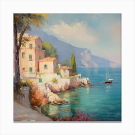 Sun-Kissed Horizons: Impressionist Tranquility in Italy Canvas Print