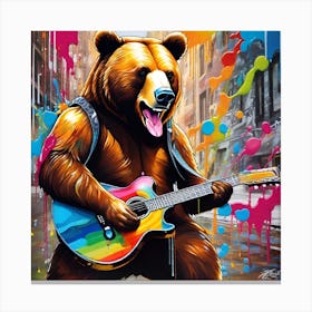 Bear Playing Guitar Canvas Print