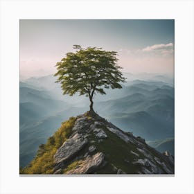Lone Tree On Top Of Mountain 25 Canvas Print