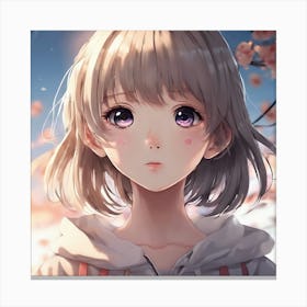 Anime Girl In Cherry Blossoms Canvas Print