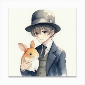 Manga Man And Hamster 1 Canvas Print