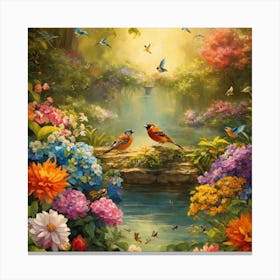 Birds In The Garden Canvas Print