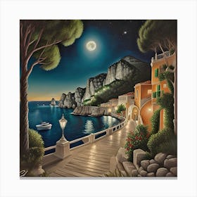 Night On The Amalfi Coast Canvas Print