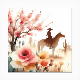 Cowboy And Flowers Canvas Print