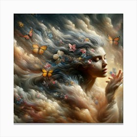 Girl With Butterflies Canvas Print