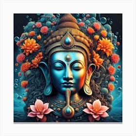 Buddha With Flowers Canvas Print