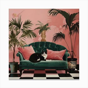 Cat On A Couch Canvas Print