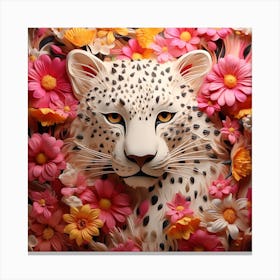 Leopard In Flowers 1 Canvas Print
