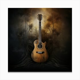 Acoustic Guitar In The Forest Canvas Print