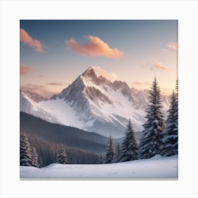 Snowy Mountain Landscape Canvas Print