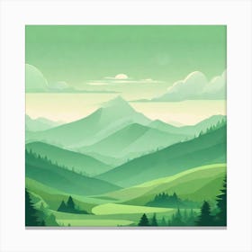 Misty mountains background in green tone 63 Canvas Print