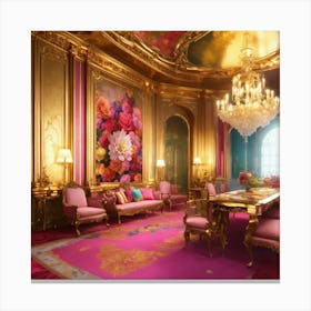 Pink And Gold Living Room Canvas Print