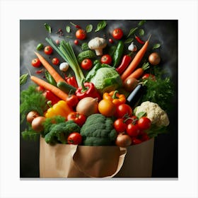 Paper Bag With Vegetables Canvas Print