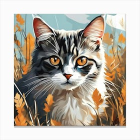 Cat In The Grass Canvas Print