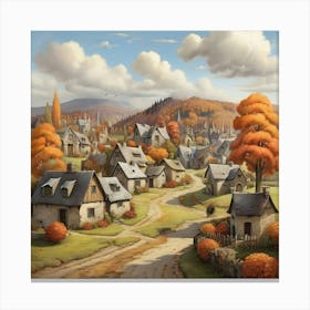 Autumn Village Art Print 3 Canvas Print
