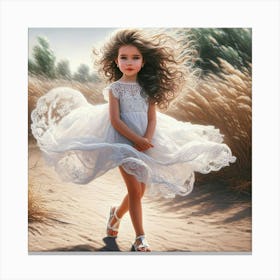 Little Girl In White Dress 1 Canvas Print