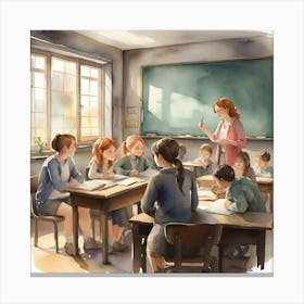 Teacher In The Classroom 2 Canvas Print