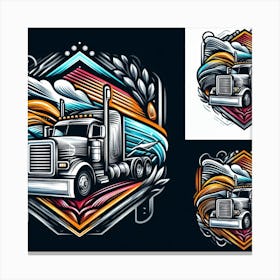 Semi Truck Logo Canvas Print