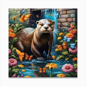 Otter By The Water Canvas Print