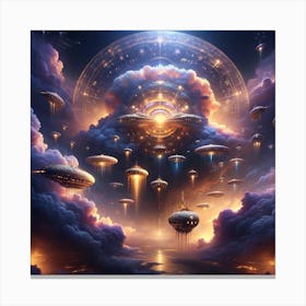 Spaceships In The Sky Canvas Print