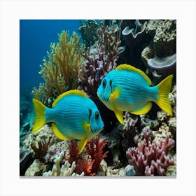 Blue And Yellow Fish Canvas Print