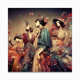 Four Women In Dresses Canvas Print