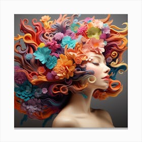 Woman With Flowers In Her Hair 2 Canvas Print