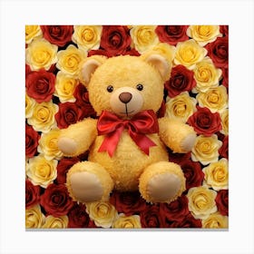 Teddy Bear With Roses 1 Canvas Print