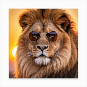 Cool Lion With Sunglasses Canvas Print