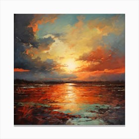 Sunset Over The Water 1 Canvas Print