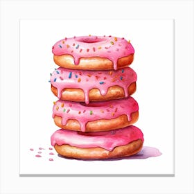 Stack Of Strawberry Donuts 3 Canvas Print