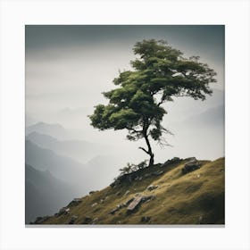 Lone Tree On Top Of Mountain 6 Canvas Print