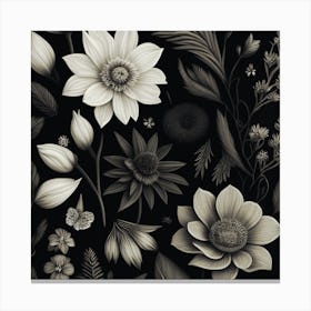 Black And White Flowers 5 Canvas Print