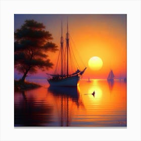 Sunset Sailboat Canvas Print