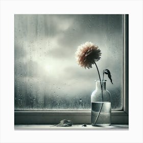 Wilted Flower by the Window Wall Art: A Poignant Scene of Loss and Reflection for Emotional and Thoughtful Decor Print Art Canvas Print