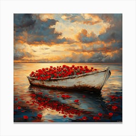 Poppies In A Boat 6 Canvas Print