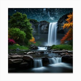 Waterfall Under The Stars Canvas Print