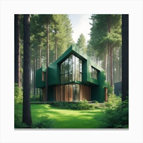 Modern architecture in a green forest Canvas Print