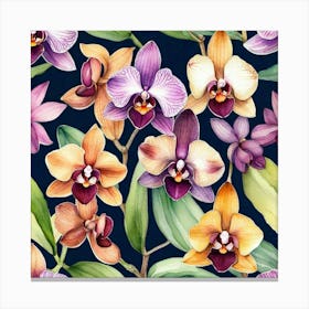 Orchids Seamless Pattern Canvas Print