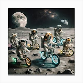 Dogs Moon Bicycles Astronaut Bike Cycling Pets Animal Space Canvas Print